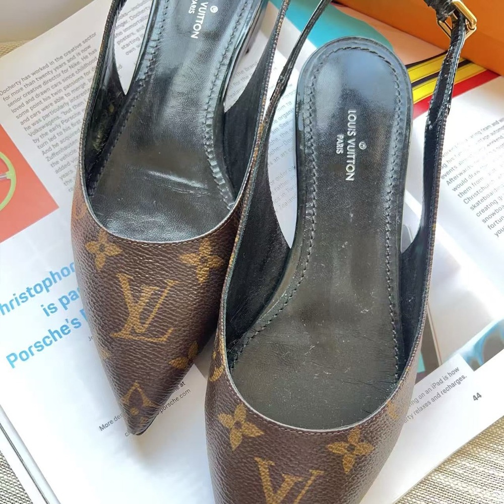 Louis Vuitton Brown Monogram Slingback Women's Shoes - Picture 3 of 5